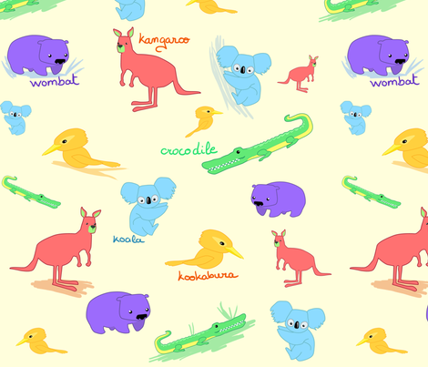 australianAnimals fabric by kitshyju on Spoonflower - custom fabric