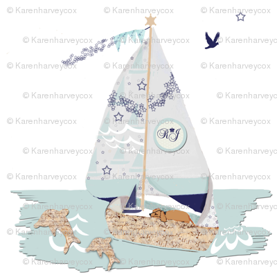 RJ's Puppy Sailboat half-drop repeat