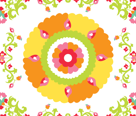 Oh Suzani Citrus Large Medallion fabric by heather_b_design on Spoonflower - custom fabric