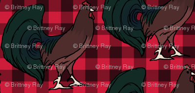 Rooster on Red Plaid