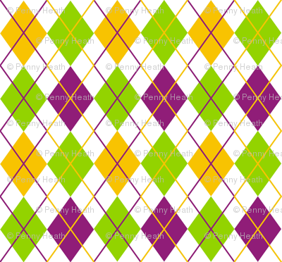 Mardi Gras Fat Tuesday White Argyle