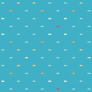 Under the Water - mini fish criss cross teal