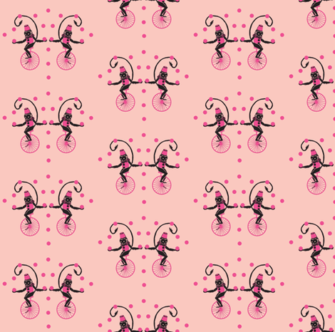 Circus Monkey pink fabric by silverfishcircus on Spoonflower - custom fabric