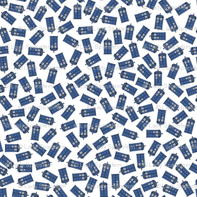 Scattered tardis on white