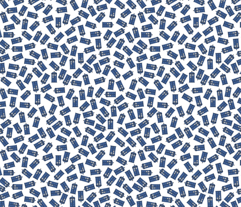 Scattered tardis on white fabric by spacefem on Spoonflower - custom fabric