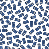 Scattered tardis on white