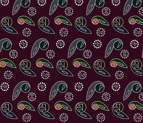 Paisley and Wheels Abstract - Dark 2 - Large fabric by telden on Spoonflower - custom fabric