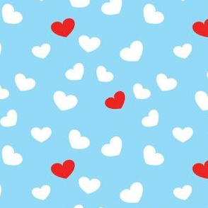 White and red Hearts in Sky