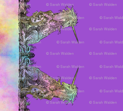 16th Century Unicorn Rainbows Border Print