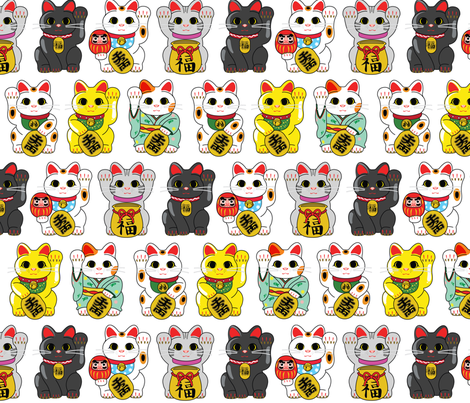 Maneki Neko - Lucky Cat fabric by studiomarimo on Spoonflower - custom fabric