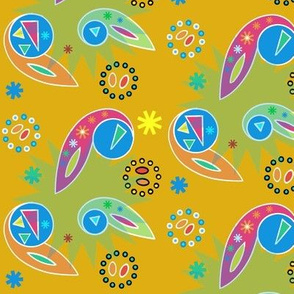 Gender-Neutral Paisley and Wheels Abstract