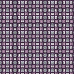 Purple Stitched  Blackwork Checkerboard