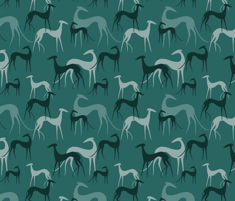 Sighthounds emerald fabric by lobitos on Spoonflower - custom fabric