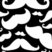 Mustaches Pattern Black and White