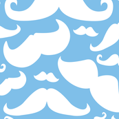 Mustache Pattern Light Blue and White