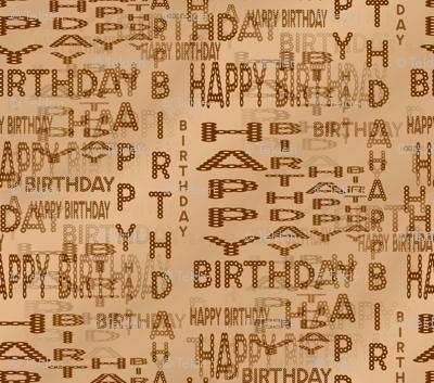 Happy Birthday Marquee Words - Sepia