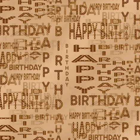 Happy Birthday Marquee Words - Sepia fabric by telden on Spoonflower - custom fabric