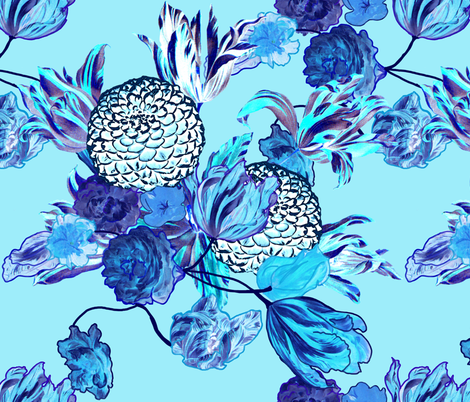 Blueming Flowers! ~ Turquoise fabric by peacoquettedesigns on Spoonflower - custom fabric
