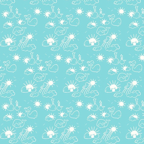You Are My Sunshine Whales in Aqua and White