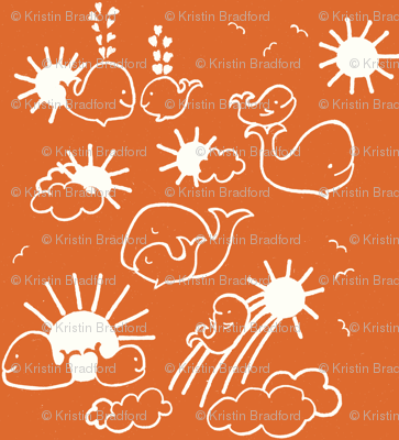 You Are My Sunshine Whales in Orange and White