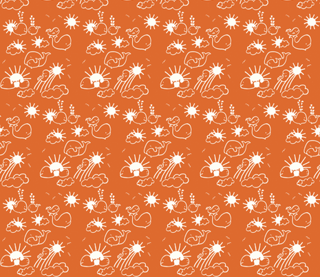 You Are My Sunshine Whales in Orange and White fabric by kbexquisites on Spoonflower - custom fabric