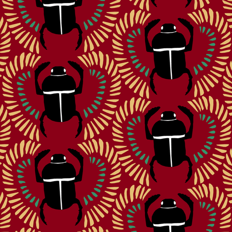 Winged Scarab fabric by pond_ripple on Spoonflower - custom fabric