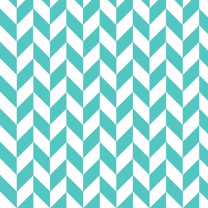 Small Teal-White Herringbone