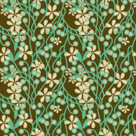 Wildwood Floral in brown and aqua