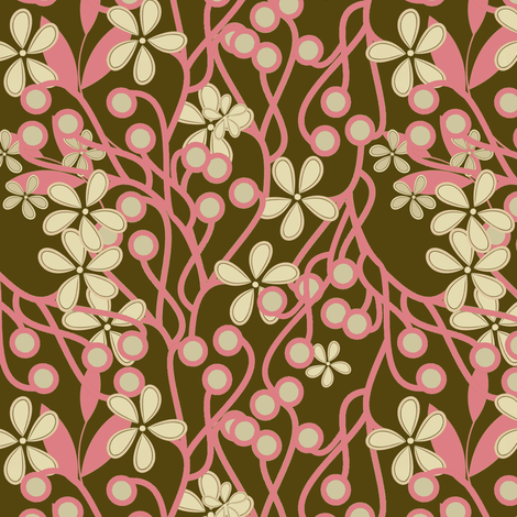 Wildwood Floral in brown and pink fabric by joanmclemore on Spoonflower - custom fabric