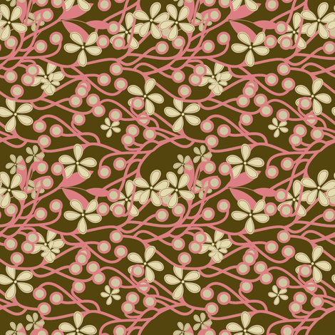 Wildwood in brown and pink fabric by joanmclemore on Spoonflower - custom fabric