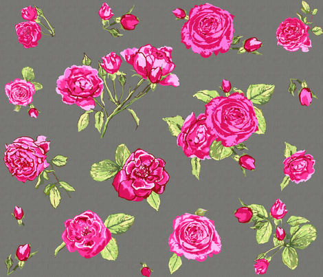 shabby chic roses grey larger scale fabric by katarina on Spoonflower - custom fabric