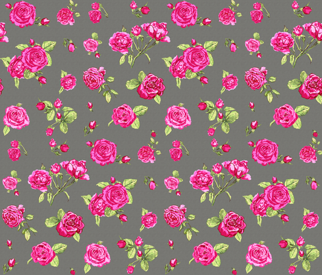 shabby chic roses grey fabric by katarina on Spoonflower - custom fabric
