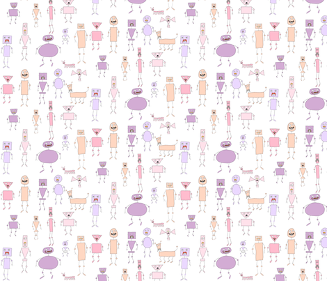 mo-bots pastel warm fabric by raccoonhedgehog on Spoonflower - custom fabric