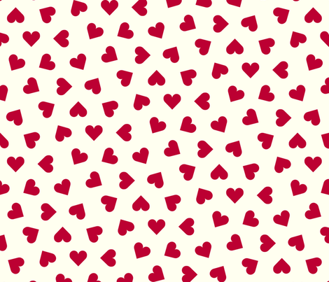 1_inch_scattered_lipstick_red_hearts_on_cream fabric by victorialasher on Spoonflower - custom fabric