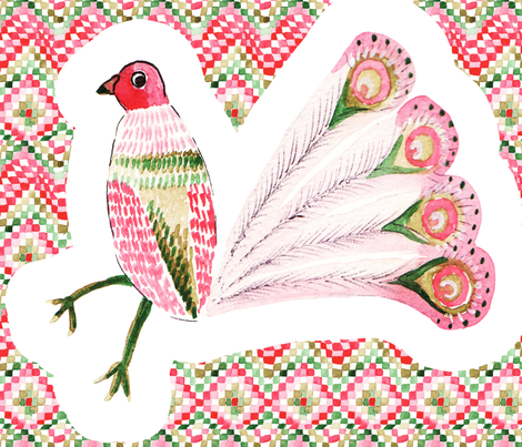 coussin_paon_antoinette_2 fabric by nadja_petremand on Spoonflower - custom fabric