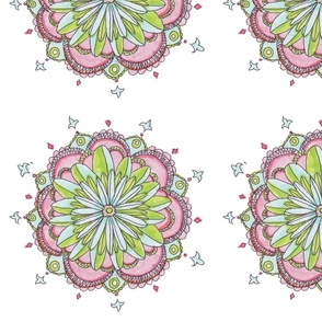 Stylized Floral Pattern on White
