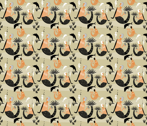 Deco Mermaids (Small Repeat) fabric by chickoteria on Spoonflower - custom fabric