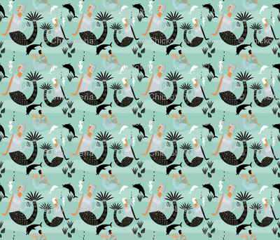 Mermaids (Aqua) Small Repeat