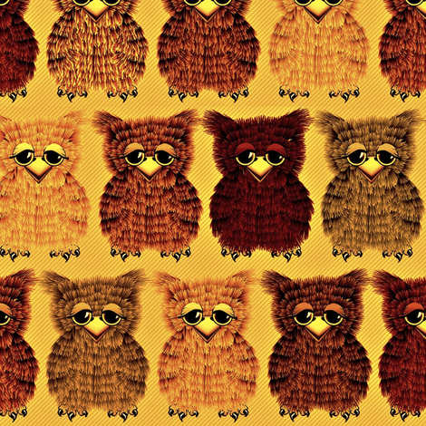 Fuzzy Golden Owlettes fabric by glimmericks on Spoonflower - custom fabric