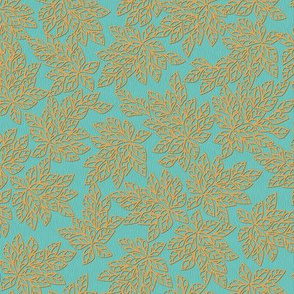 Blazing Leaves - gold turquoise