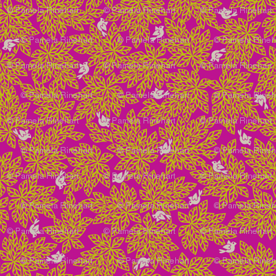 Love Dove Leaves - Fuscia Fusion