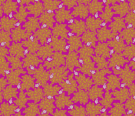 Love Dove Leaves - Fuscia Fusion fabric by glimmericks on Spoonflower - custom fabric