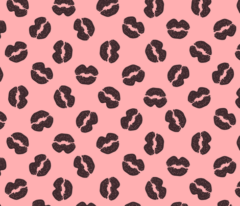 Dark chocolate kisses on strawberry cream fabric by victorialasher on Spoonflower - custom fabric