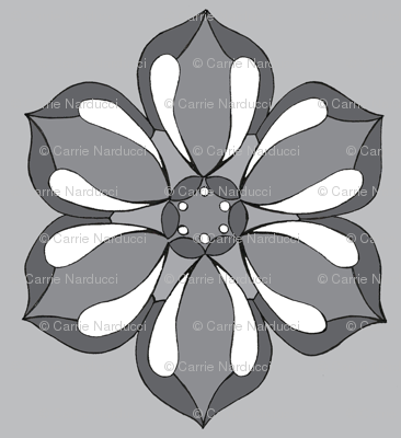 Small Six Petal Floral in gray