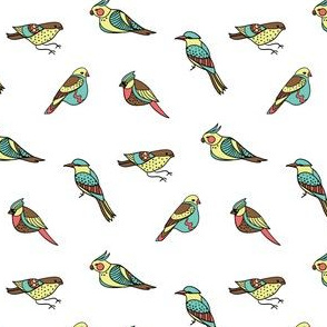 doodle birds pattern on white