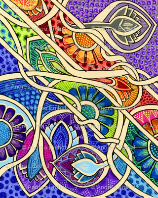 Tangled Floral Diagonal Checkerboard Patchwork