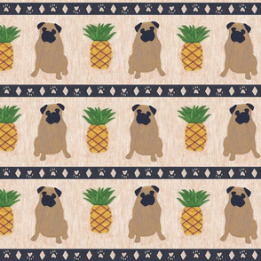 Primitive Pug and pineapple - large border width