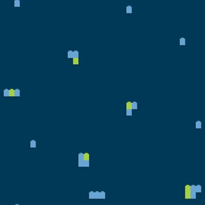 Interlocking Brick Wall Solid - dark blue