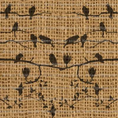 birds on burlap