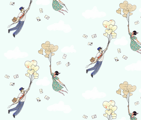 She Eloped With The Postman fabric by emiliemaguin on Spoonflower - custom fabric